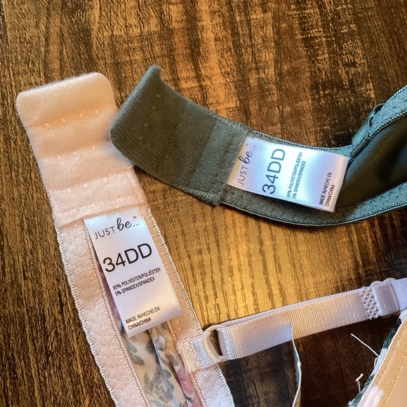 Pair of 34DD Just Be T Shirt Bras Floral & Moss Green‎ NWT - Picture 4 of 5